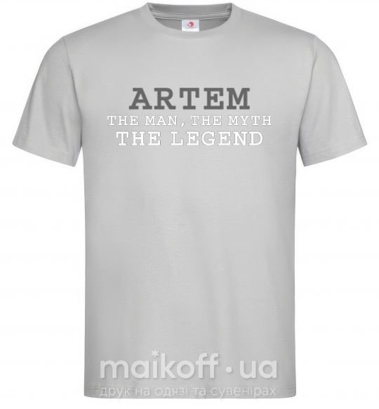 Мужская футболка Artem the man the myth the legend Серый фото
