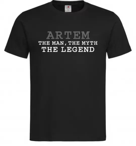Мужская футболка Artem the man the myth the legend Черный фото