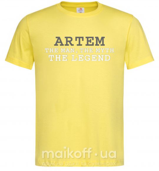 Мужская футболка Artem the man the myth the legend Лимонный фото