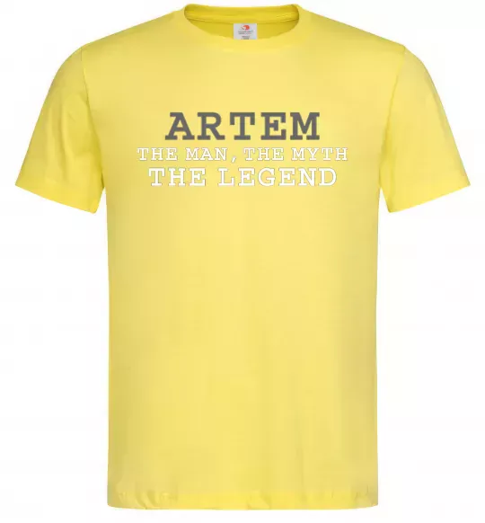 Мужская футболка Artem the man the myth the legend Лимонный фото