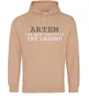 Мужская толстовка (худи) Artem the man the myth the legend Песочный Мужская толстовка (худи) Artem the man the myth the legend Песочный фото