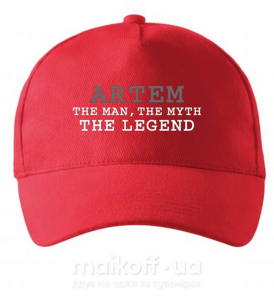 Кепка Artem the man the myth the legend Красный фото