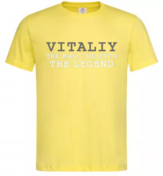 Мужская футболка Vitaliy the man the myth the legend Лимонный фото