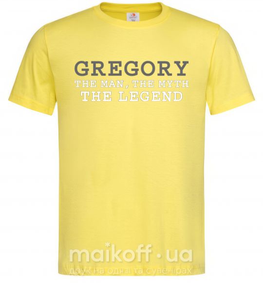 Мужская футболка Gregory the man the myth the legend Лимонный фото