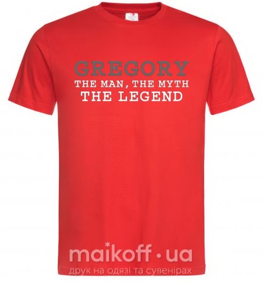 Мужская футболка Gregory the man the myth the legend Красный фото