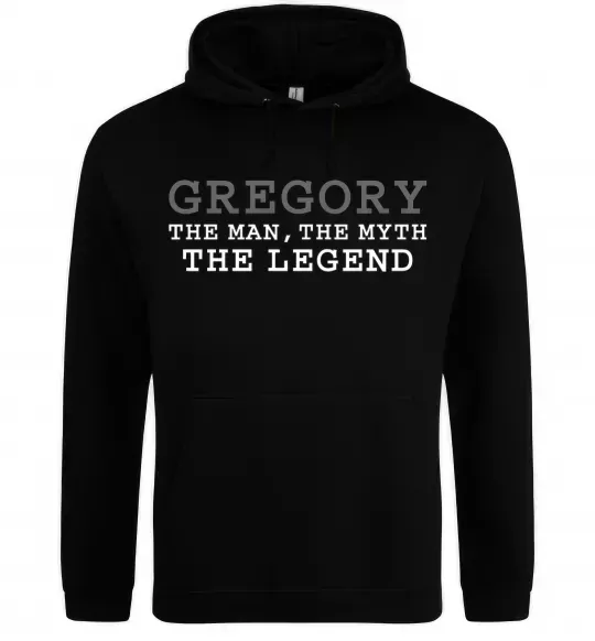 Мужская толстовка (худи) Gregory the man the myth the legend Черный фото