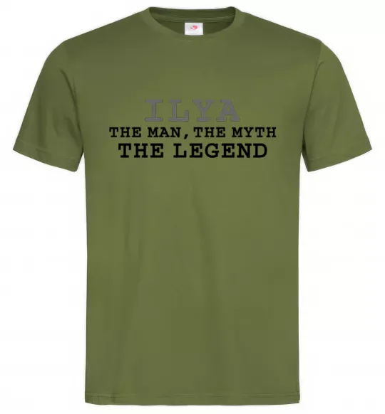 Мужская футболка Ilya the man the myth the legend Оливковый фото