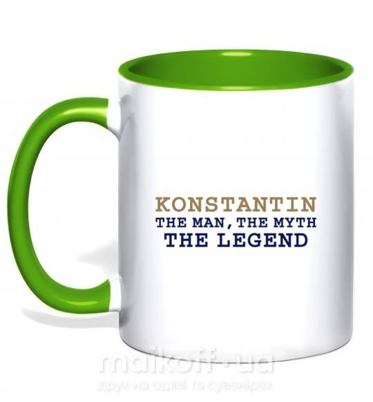 Чашка з кольоровою ручкою Konstantin the man the myth the legend Зелений фото