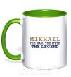 Чашка с цветной ручкой Mikhail the man the myth the legend Зеленый фото