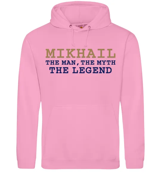 Чоловіча толстовка (худі) Mikhail the man the myth the legend Рожевий фото