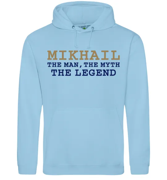 Чоловіча толстовка (худі) Mikhail the man the myth the legend Блакитний фото