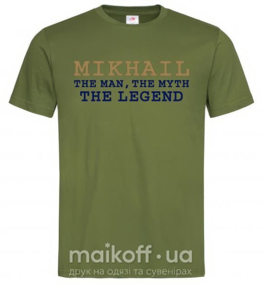 Мужская футболка Mikhail the man the myth the legend Оливковый фото
