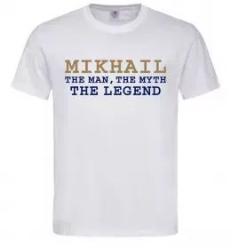 Мужская футболка Mikhail the man the myth the legend Белый фото