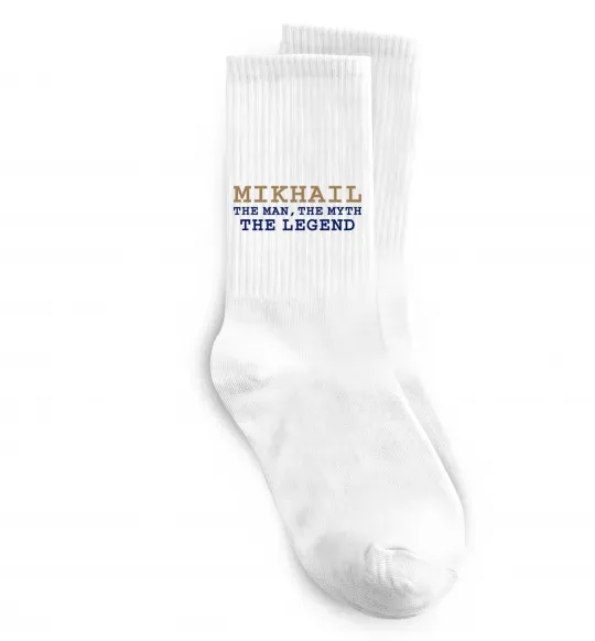 Шкарпетки Mikhail the man the myth the legend Білий фото