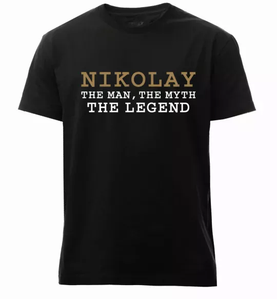 Мужская премиум футболка Nikolay the man the myth the legend Черный фото