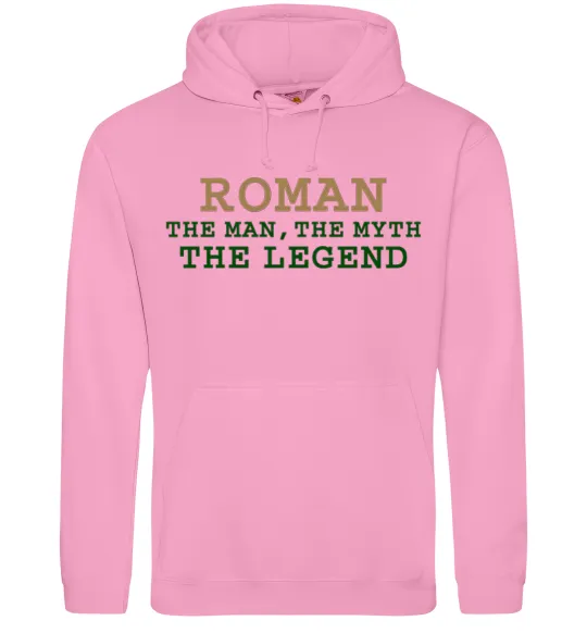 Чоловіча толстовка (худі) Roman the man the myth the legend Рожевий фото
