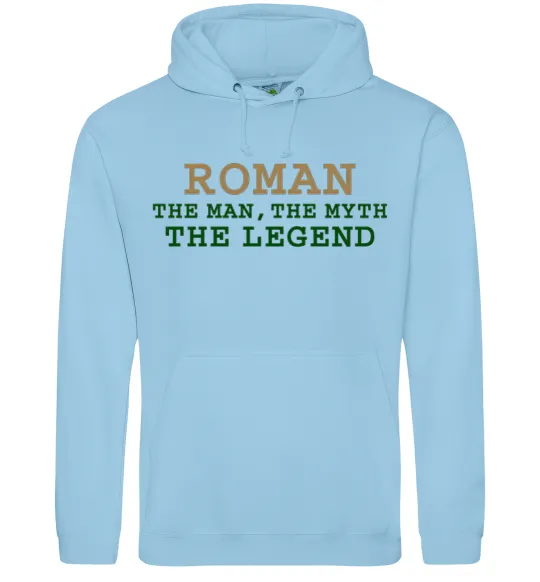 Чоловіча толстовка (худі) Roman the man the myth the legend Блакитний фото