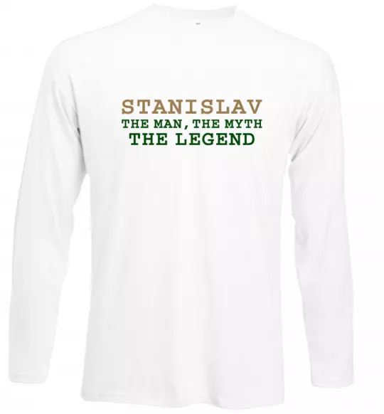 Лонгслив Stanislav the man the myth the legend Белый фото