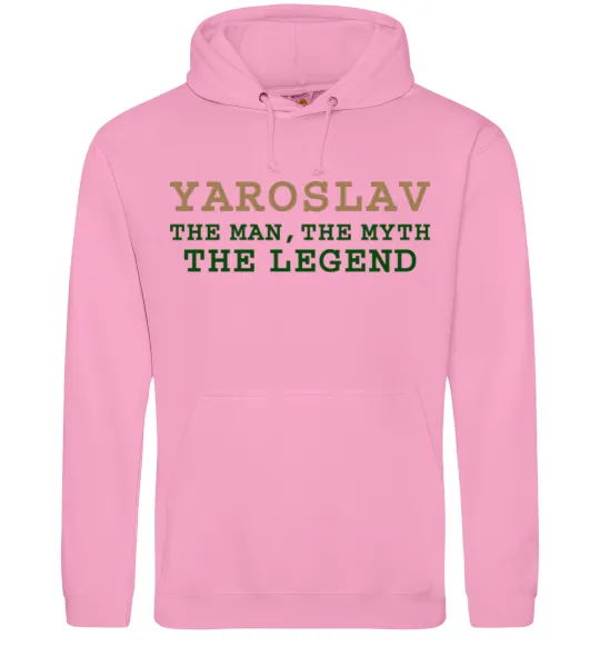 Мужская толстовка (худи) Yaroslav the man the myth the legend Розовый фото
