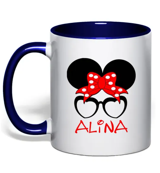 Чашка с цветной ручкой Alina minnie Глубокий темно-синий фото