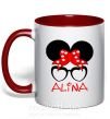 Чашка з кольоровою ручкою Alina minnie Червоний фото