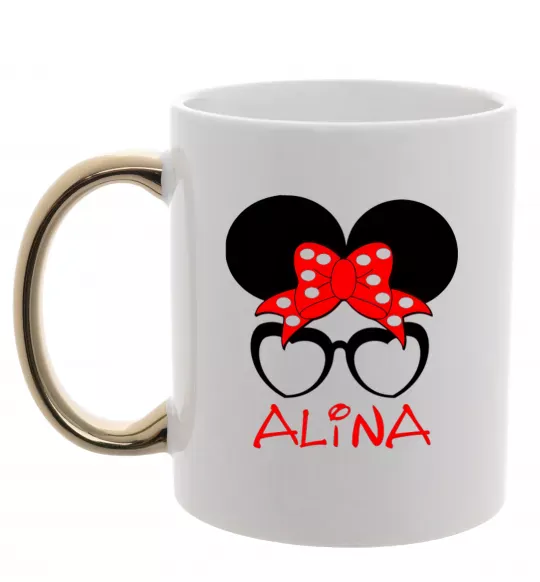 Чашка с цветной ручкой Alina minnie Золото фото