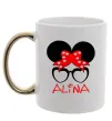 Чашка с цветной ручкой Alina minnie Золото фото