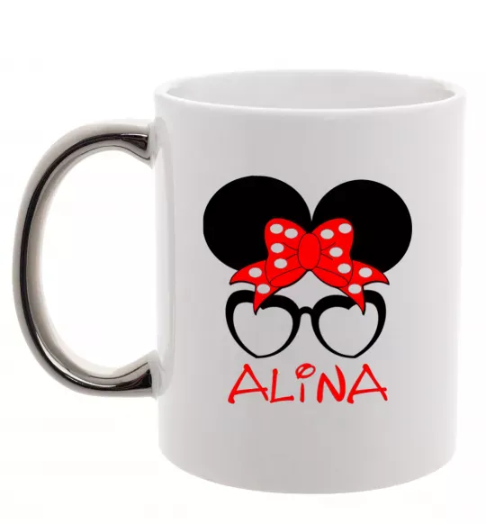 Чашка с цветной ручкой Alina minnie Серебро фото