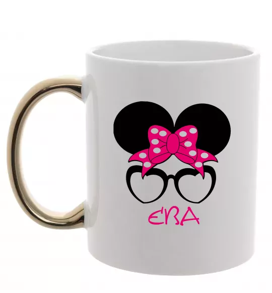 Чашка з кольоровою ручкою Єва minnie Золото фото