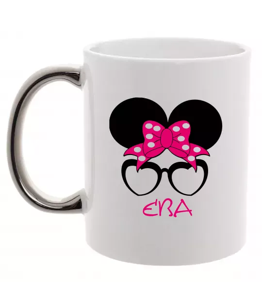 Чашка з кольоровою ручкою Єва minnie Срібло фото