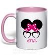 Чашка с цветной ручкой Єва minnie Нежно розовый фото