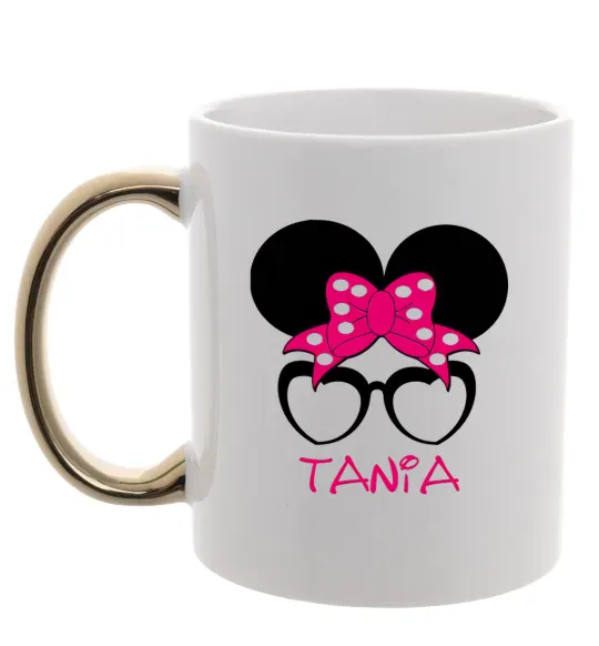 Чашка с цветной ручкой Tania minnie Золото фото