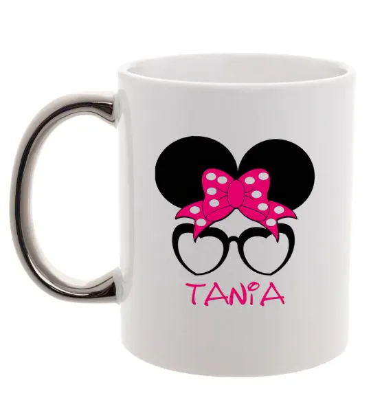 Чашка с цветной ручкой Tania minnie Серебро фото