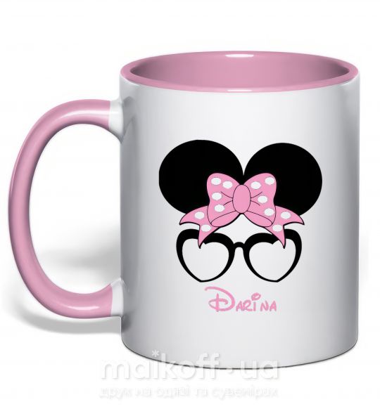 Чашка з кольоровою ручкою Darina minnie Ніжно рожевий фото