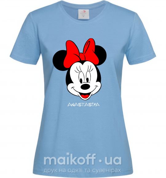 Женская футболка Anastasiya minnie mouse Голубой фото