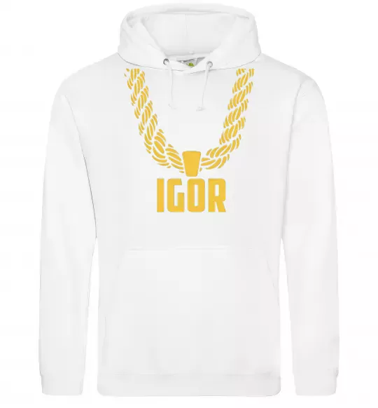 Мужская толстовка (худи) Igor золотая цепь Белый фото