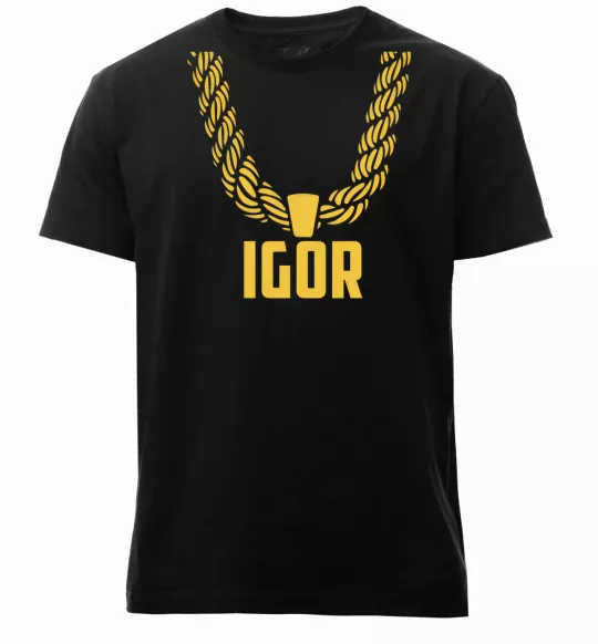 Чоловіча преміум футболка Igor золотая цепь Чорний фото