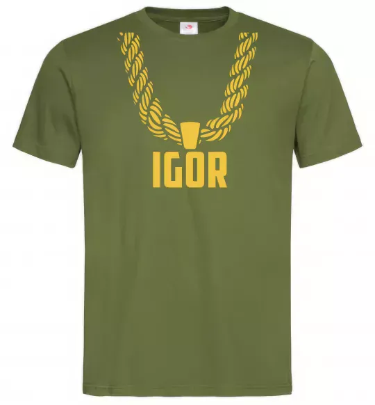Мужская футболка Igor золотая цепь Оливковый фото