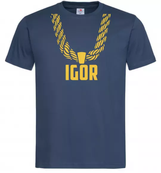 Мужская футболка Igor золотая цепь Темно-синий фото