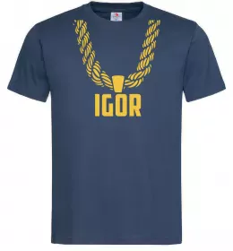 Мужская футболка Igor золотая цепь Темно-синий фото