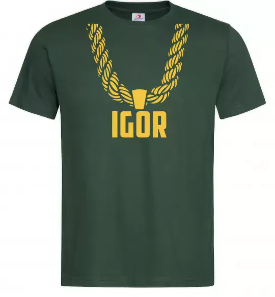 Мужская футболка Igor золотая цепь Темно-зеленый фото