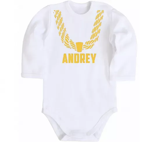 Дитячий бодік Andrey золотий ланцюжок Білий фото