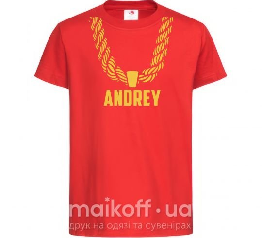 Детская футболка Andrey золотая цепь Красный фото