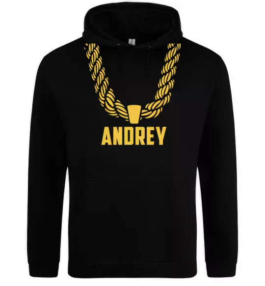 Чоловіча толстовка (худі) Andrey золотий ланцюжок Чорний фото