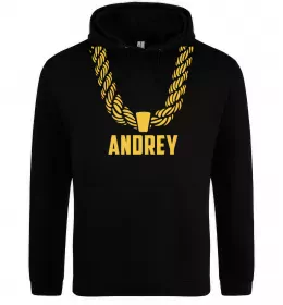 Мужская толстовка (худи) Andrey золотий ланцюжок Черный фото