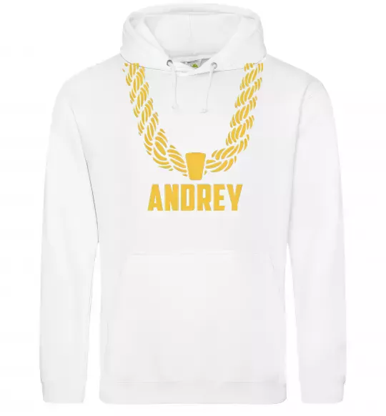 Чоловіча толстовка (худі) Andrey золотий ланцюжок Білий фото
