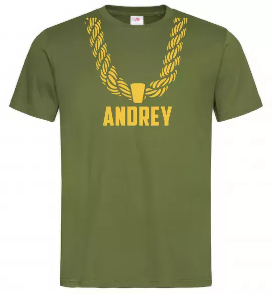 Мужская футболка Andrey золотий ланцюжок Оливковый фото