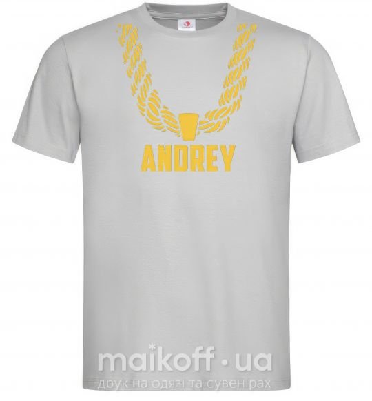 Чоловіча футболка Andrey золотая цепь Сірий фото
