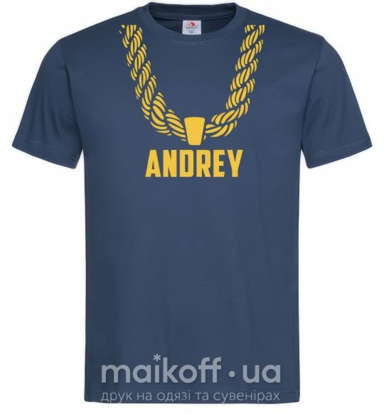 Мужская футболка Andrey золотая цепь Темно-синий фото