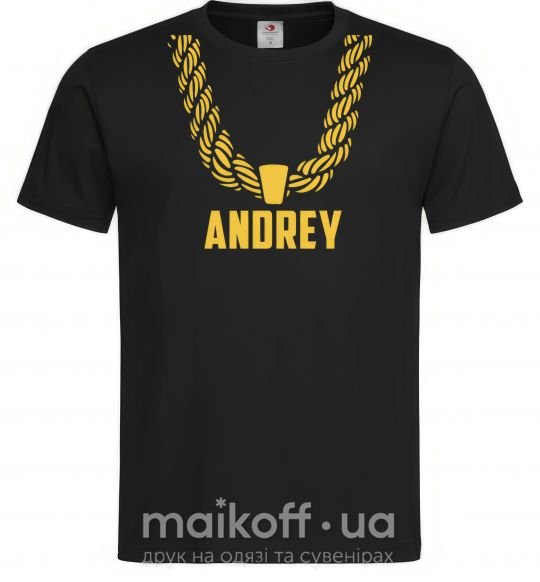 Мужская футболка Andrey золотая цепь Черный фото